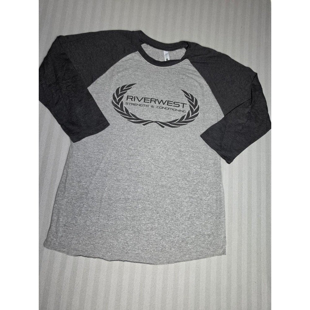 Next Level Riverwest Strength & Conditioning Raglan Tee Grey Charcoal Mens M